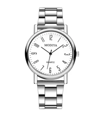 Stainless Steel Silver Watch White Numeric Dial