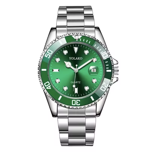 Stainless Steel Silver Watch Green