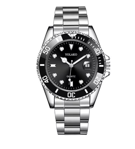 Stainless Steel Silver Watch Black