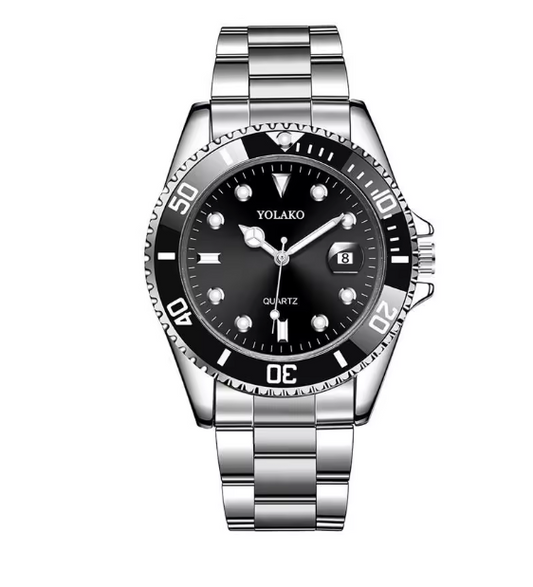 Stainless Steel Silver Watch Black