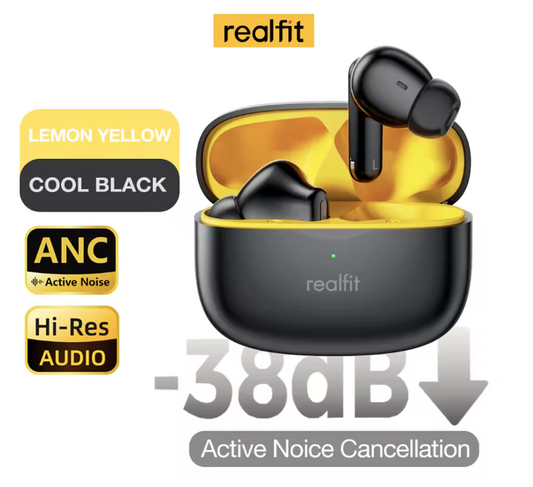 Realfit Active Noice Cancellation Earphones Black&Yellow
