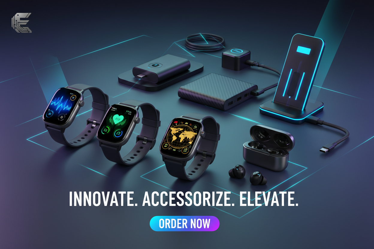 Imagem de relógios e gadgets com botão Order Now